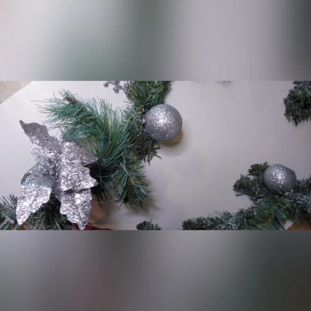 Frosted Garland Swag with Silver Glitter Details 6'+